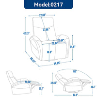 Fauteuil Inclinable Électrique en Cuir Véritable Bleu avec Pivot et Chargement USB