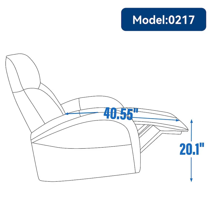 Fauteuil Inclinable Électrique en Cuir Véritable Bleu avec Pivot et Chargement USB