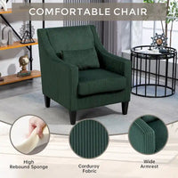 Fauteuil à accoudoirs tapissé émeraude 26,77 pouces avec accoudoirs galbés