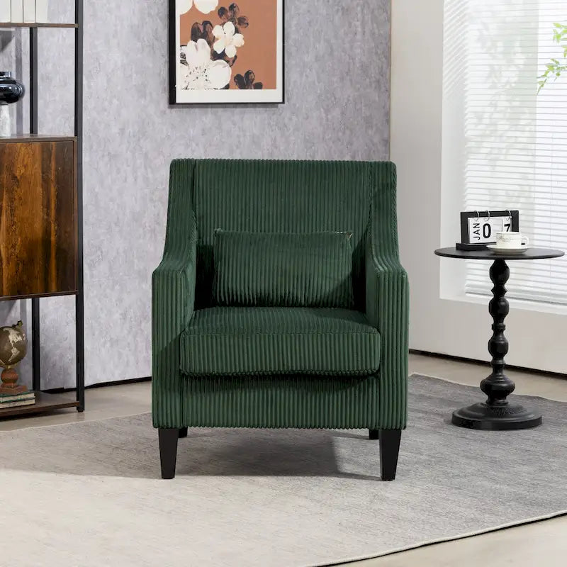 Fauteuil à accoudoirs tapissé émeraude 26,77 pouces avec accoudoirs galbés
