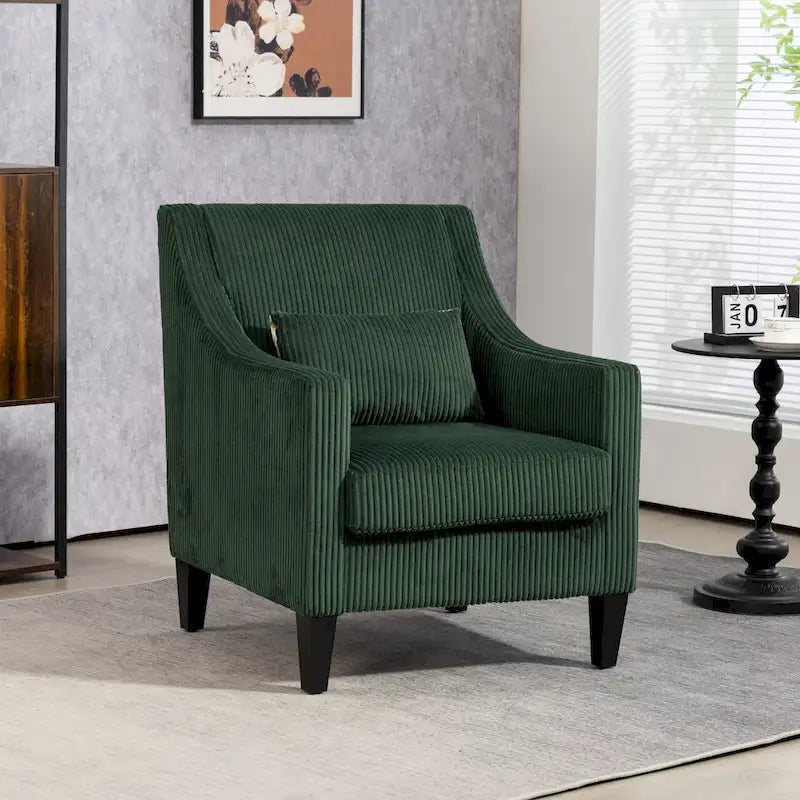 Fauteuil à accoudoirs tapissé émeraude 26,77 pouces avec accoudoirs galbés