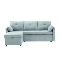 Canapé sectionnel d'angle 3 places vert 81,1 pouces avec méridienne réversible, sièges de rangement, cadre en bois massif durable