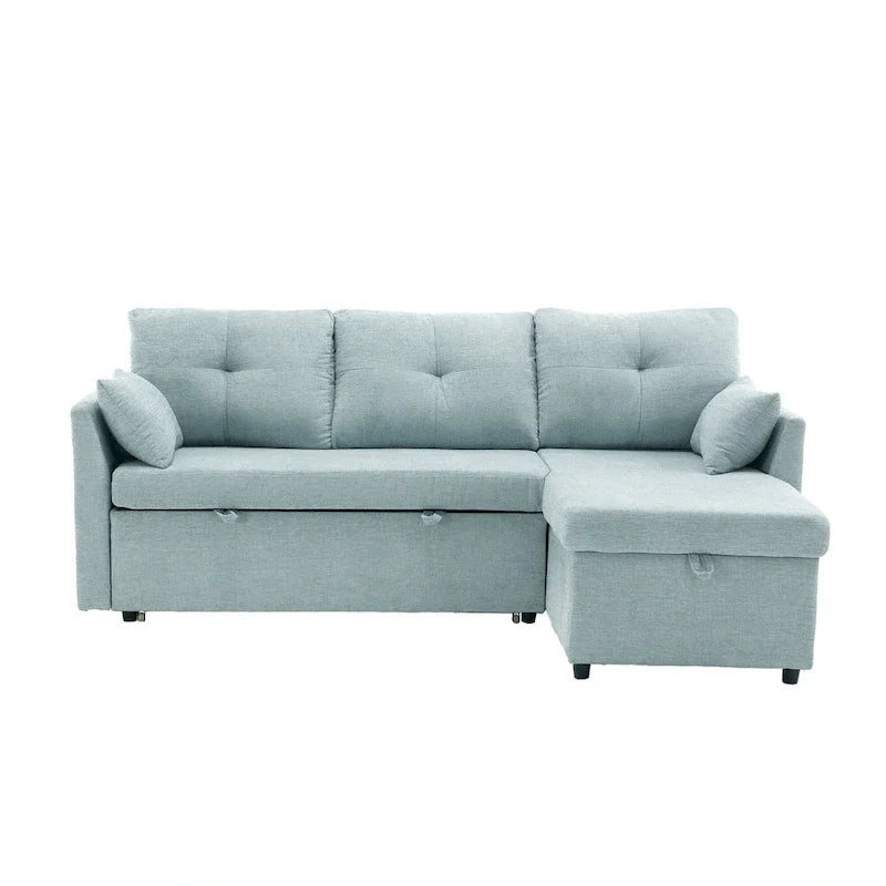 Canapé sectionnel d'angle 3 places vert 81,1 pouces avec méridienne réversible, sièges de rangement, cadre en bois massif durable