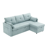Canapé sectionnel d'angle 3 places vert 81,1 pouces avec méridienne réversible, sièges de rangement, cadre en bois massif durable