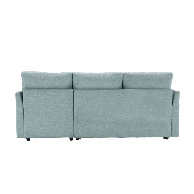 Canapé sectionnel d'angle 3 places vert 81,1 pouces avec méridienne réversible, sièges de rangement, cadre en bois massif durable