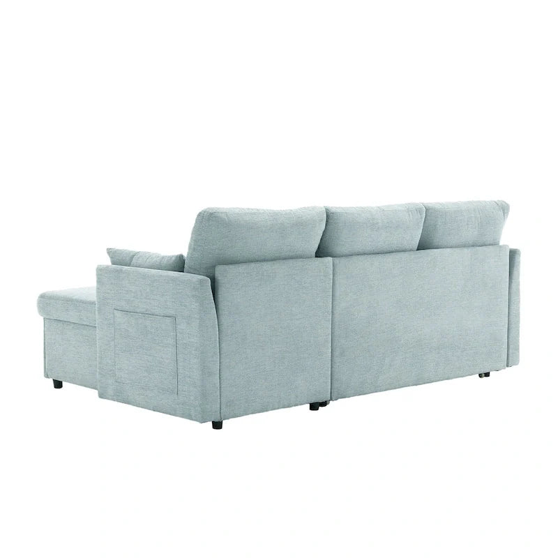 Canapé sectionnel d'angle 3 places vert 81,1 pouces avec méridienne réversible, sièges de rangement, cadre en bois massif durable