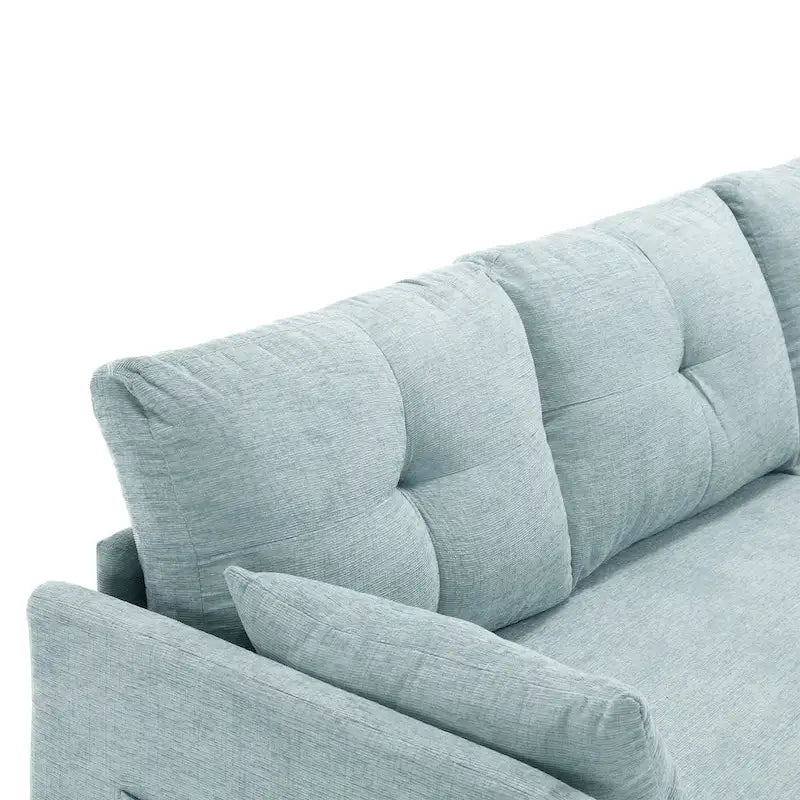 Canapé sectionnel d'angle 3 places vert 81,1 pouces avec méridienne réversible, sièges de rangement, cadre en bois massif durable