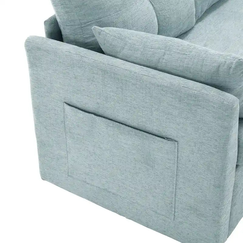 Canapé sectionnel d'angle 3 places vert 81,1 pouces avec méridienne réversible, sièges de rangement, cadre en bois massif durable