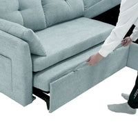 Canapé sectionnel d'angle 3 places vert 81,1 pouces avec méridienne réversible, sièges de rangement, cadre en bois massif durable