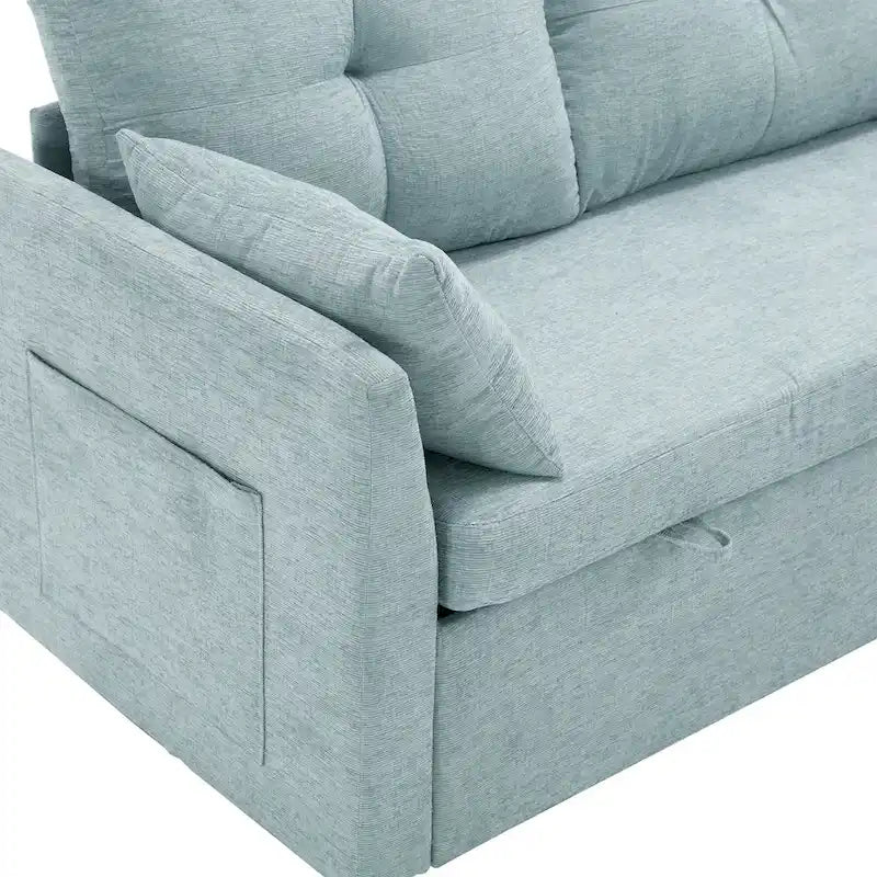 Canapé sectionnel d'angle 3 places vert 81,1 pouces avec méridienne réversible, sièges de rangement, cadre en bois massif durable