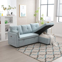 Canapé sectionnel d'angle 3 places vert 81,1 pouces avec méridienne réversible, sièges de rangement, cadre en bois massif durable