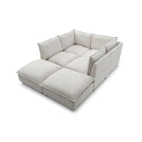 Canapé sectionnel modulaire beige 130 places en U, personnalisable, avec ottomane convertible et options d'assemblage polyvalentes