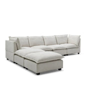 Canapé sectionnel modulaire beige 130 places en U, personnalisable, avec ottomane convertible et options d'assemblage polyvalentes