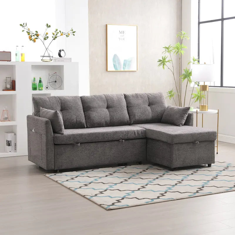 81,1 Canapé d'angle 3 places avec méridienne réversible, sièges de rangement et design polyvalent