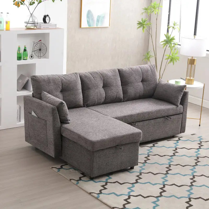 81,1 Canapé d'angle 3 places avec méridienne réversible, sièges de rangement et design polyvalent