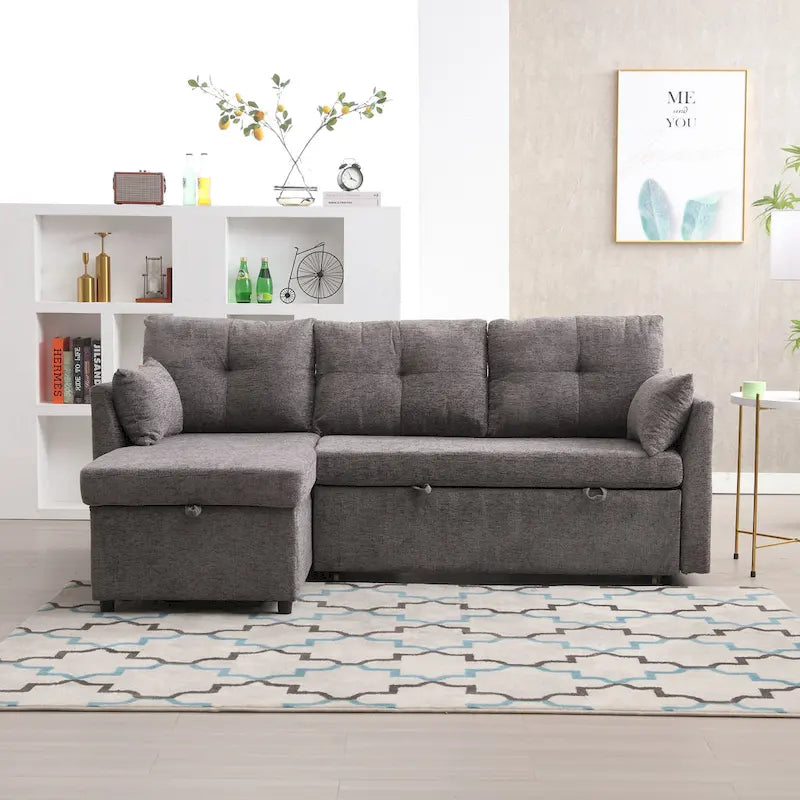 81,1 Canapé d'angle 3 places avec méridienne réversible, sièges de rangement et design polyvalent