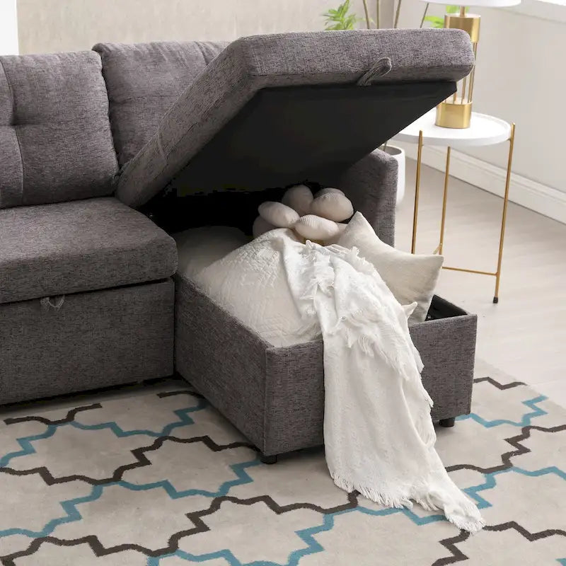81,1 Canapé d'angle 3 places avec méridienne réversible, sièges de rangement et design polyvalent