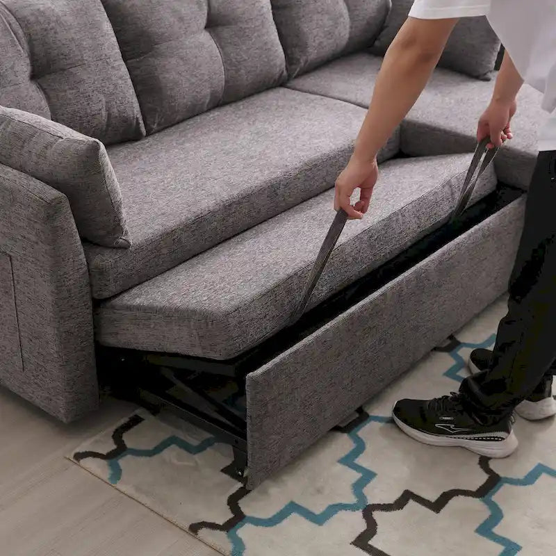 81,1 Canapé d'angle 3 places avec méridienne réversible, sièges de rangement et design polyvalent