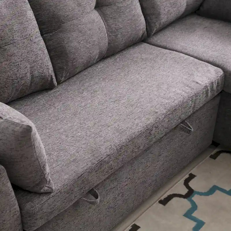 81,1 Canapé d'angle 3 places avec méridienne réversible, sièges de rangement et design polyvalent