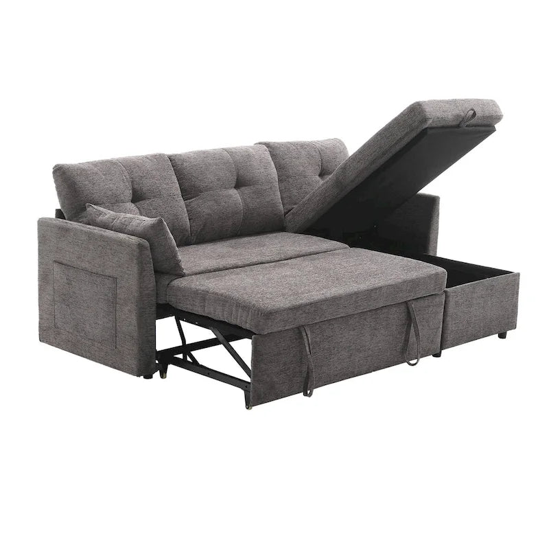 81,1 Canapé d'angle 3 places avec méridienne réversible, sièges de rangement et design polyvalent