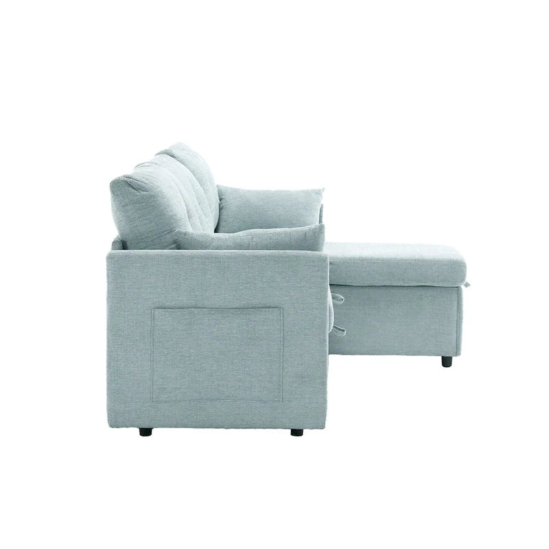 81,1 Canapé d'angle 3 places avec méridienne réversible, sièges de rangement et design polyvalent