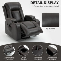 Fauteuil inclinable électrique noir pour personnes âgées avec massage vibrant, chauffage lombaire, port USB et porte-gobelets