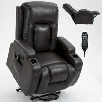 Fauteuil inclinable électrique noir pour personnes âgées avec massage vibrant, chauffage lombaire, port USB et porte-gobelets