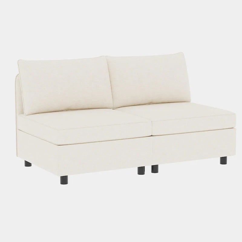 Canapé modulable convertible beige 129 8 places avec rangement