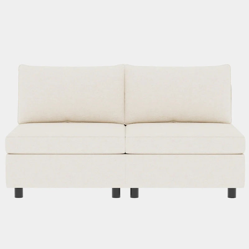 Canapé modulable convertible beige 129 8 places avec rangement