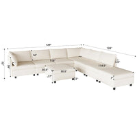 Canapé modulable convertible beige 129 8 places avec rangement