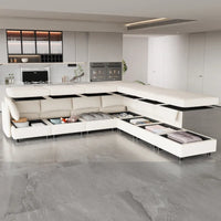 Canapé modulable convertible beige 129 8 places avec rangement