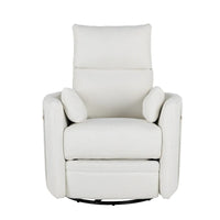 Fauteuil inclinable, pivotant et à bascule capitonné beige avec inclinaison manuelle, pivotement à 360° et deux coussins amovibles