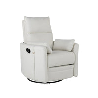Fauteuil inclinable, pivotant et à bascule capitonné beige avec inclinaison manuelle, pivotement à 360° et deux coussins amovibles