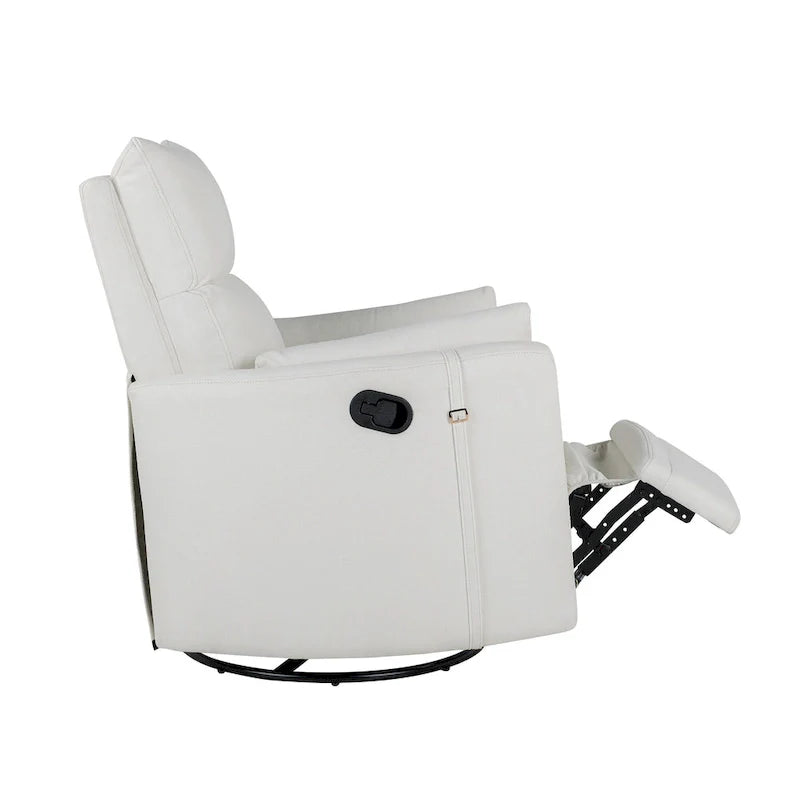 Fauteuil inclinable, pivotant et à bascule capitonné beige avec inclinaison manuelle, pivotement à 360° et deux coussins amovibles
