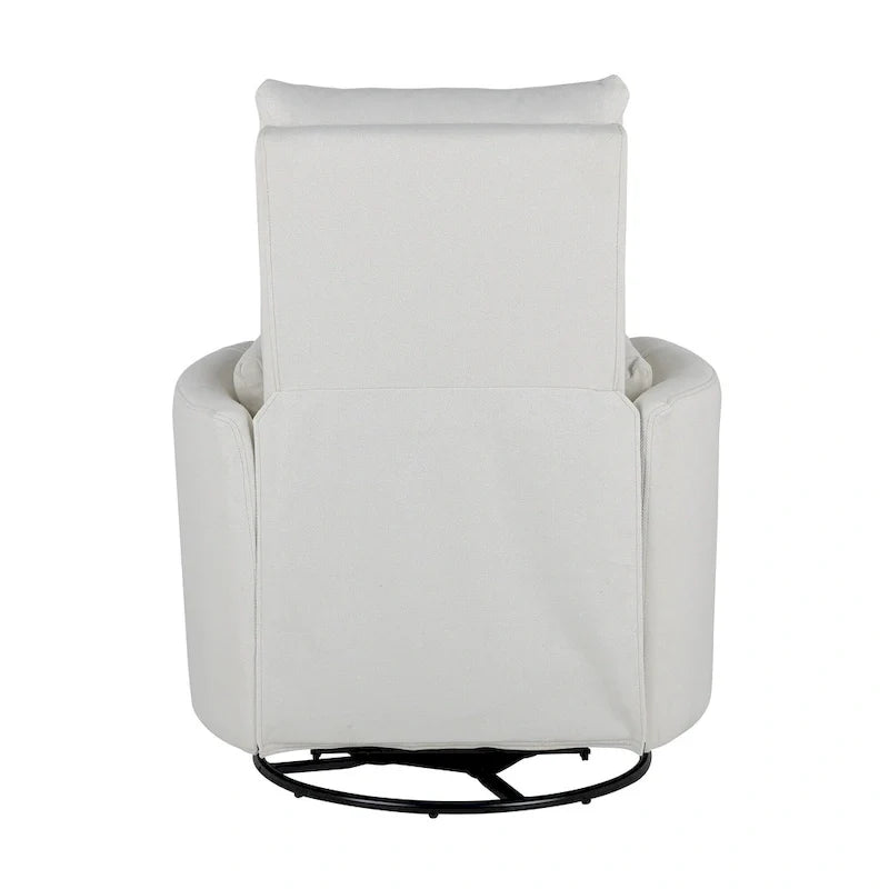 Fauteuil inclinable, pivotant et à bascule capitonné beige avec inclinaison manuelle, pivotement à 360° et deux coussins amovibles