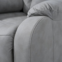 Fauteuil releveur électrique en tissu gris pour personnes âgées, avec télécommande, coussin surrembourré, poche latérale et structure robuste