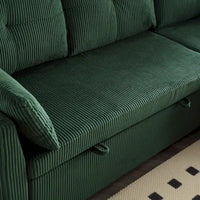Canapé Modulable 3 Places Vert Forme L 81.1 pouces avec Méridienne Réversible et Rangement, Canapé-Lit en Velours Moelleux pour Salon