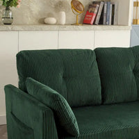 Canapé Modulable 3 Places Vert Forme L 81.1 pouces avec Méridienne Réversible et Rangement, Canapé-Lit en Velours Moelleux pour Salon