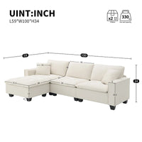 Canapé d'angle convertible en L 4 places avec pouf amovible et coussins assortis, revêtement en velours suédine