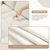 Canapé d'angle convertible en L 4 places avec pouf amovible et coussins assortis, revêtement en velours suédine