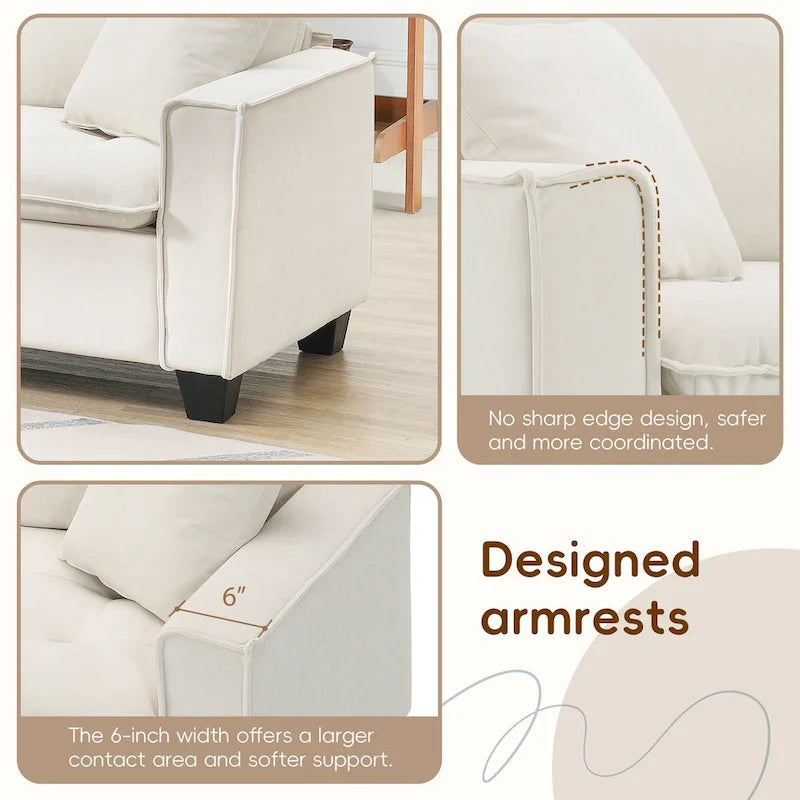 Canapé d'angle convertible en L 4 places avec pouf amovible et coussins assortis, revêtement en velours suédine