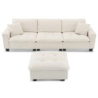 Canapé d'angle convertible en L 4 places avec pouf amovible et coussins assortis, revêtement en velours suédine