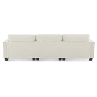 Canapé d'angle convertible en L 4 places avec pouf amovible et coussins assortis, revêtement en velours suédine
