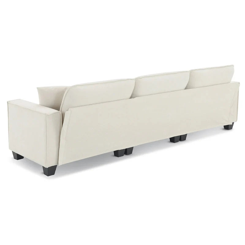 Canapé d'angle convertible en L 4 places avec pouf amovible et coussins assortis, revêtement en velours suédine