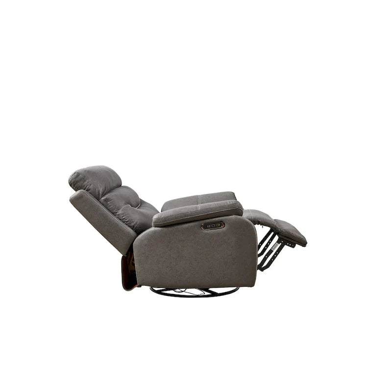 Fauteuil Inclinable Gris à Double Moteur avec Pivot 240°, Fonction Bascule, Connectivité USB et Appui-Tête Réglable