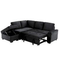 Canapé sectionnel 84.75 en forme de L 5 places avec lit escamotable, ottoman de rangement, rangement d'accoudoir dissimulé & charge USB