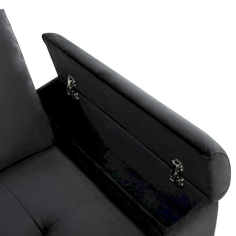 Canapé sectionnel 84.75 en forme de L 5 places avec lit escamotable, ottoman de rangement, rangement d'accoudoir dissimulé & charge USB