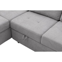 Canapé sectionnel 84.75 en forme de L 5 places avec lit escamotable, ottoman de rangement, rangement d'accoudoir dissimulé & charge USB