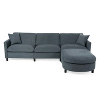 Canapé Sectionnel 4 Places Gris 107.87 pouces à Coussins Amovibles avec Pouf Mobile, Accoudoir de Rangement