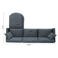 Canapé Sectionnel 4 Places Gris 107.87 pouces à Coussins Amovibles avec Pouf Mobile, Accoudoir de Rangement